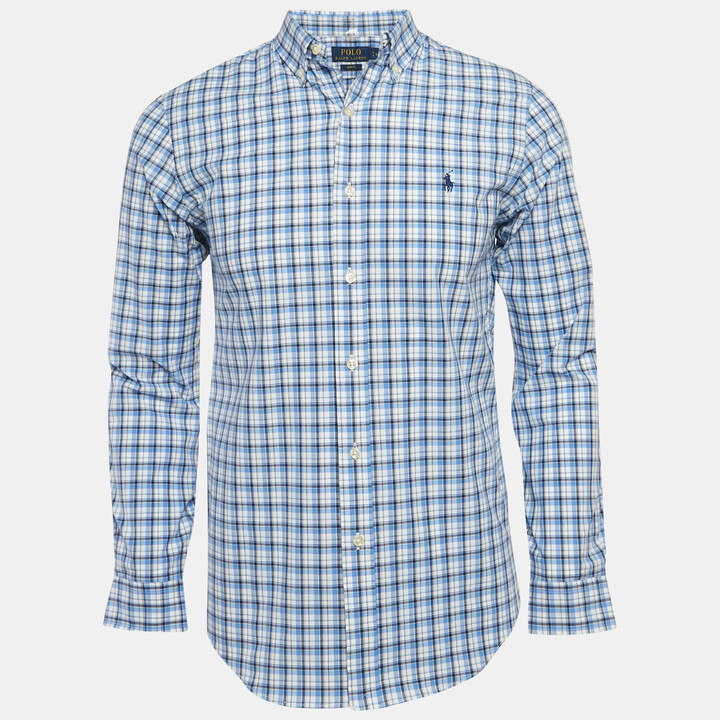 Polo Ralph Lauren Blue Check Stretch Cotton Shirt S