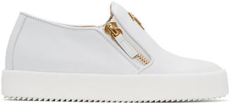Giuseppe Zanotti White Leather London Slip-On Sneakers