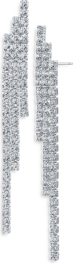 Kenneth Jay Lane Cz By Round Triple Row Drop Earrings