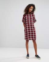 Thumbnail for your product : Esprit Check Print Ruffle Sleeve Shift Dress