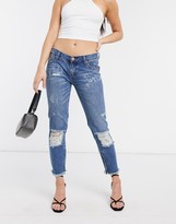 Thumbnail for your product : One Teaspoon Pacifica ripped knee cropped jeans in blue