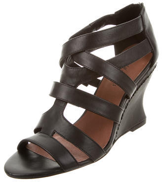 Elizabeth and James Leather Cage Wedges