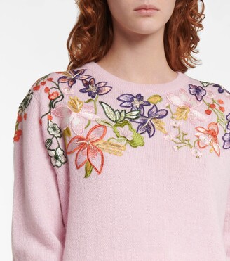 Costarellos Cosette floral-embroidered sweater