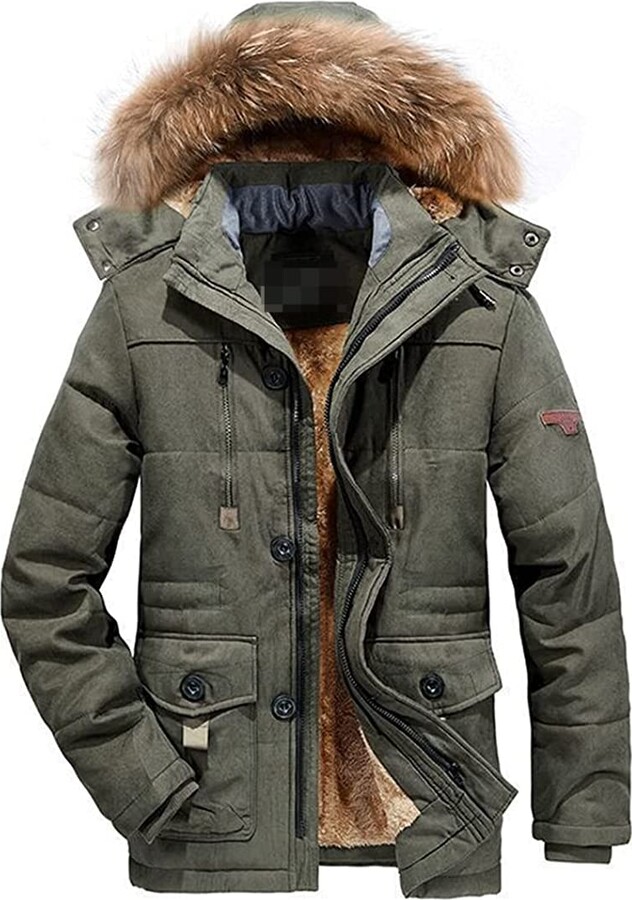 Vagbalena Warm men's parka coat windproof hooded jacket men's casual