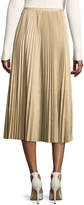 Thumbnail for your product : The Row Locle Pleated Leather Midi Skirt, Khaki
