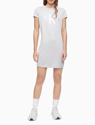 Calvin Klein Monogram Logo Crewneck T-Shirt Dress - ShopStyle