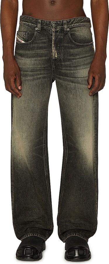 Diesel Men's 2001 Macro Faded Straight-Leg Jeans - Black - Size 31