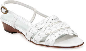 Sesto Meucci Ginny Woven Leather Slingback Sandals, White