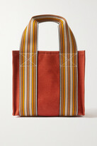 Thumbnail for your product : Loro Piana Suitcase Mini Striped Cotton And Linen-blend Canvas Tote - Orange