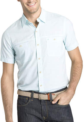 Izod Dockside Chambray Short Sleeve Button-Front Shirt