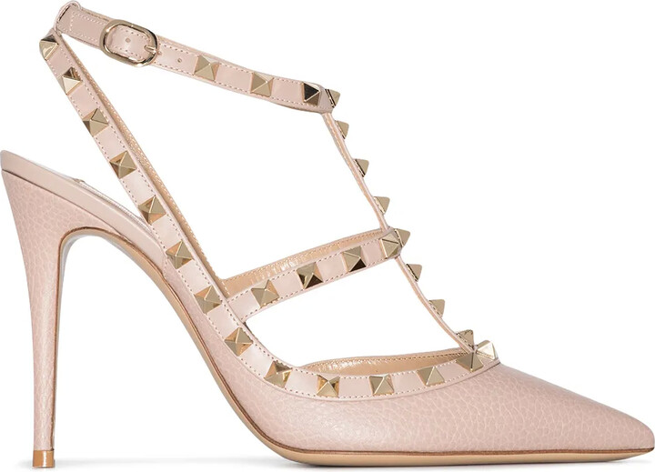 valentino block heel nude