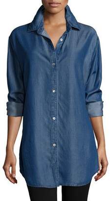 Go Silk Long-Sleeve Button-Front Denim Shirt, Petite