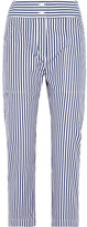 Thumbnail for your product : Adam Lippes Cropped Striped Cotton Slim-leg Pants - Navy