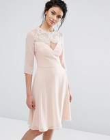 Thumbnail for your product : Elise Ryan Lace Sweetheart Midi Dress With 3/4 Sleeve
