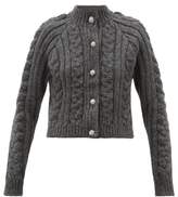 Thumbnail for your product : Ganni Crystal-buttoned Cabled Alpaca-blend Cardigan - Womens - Grey