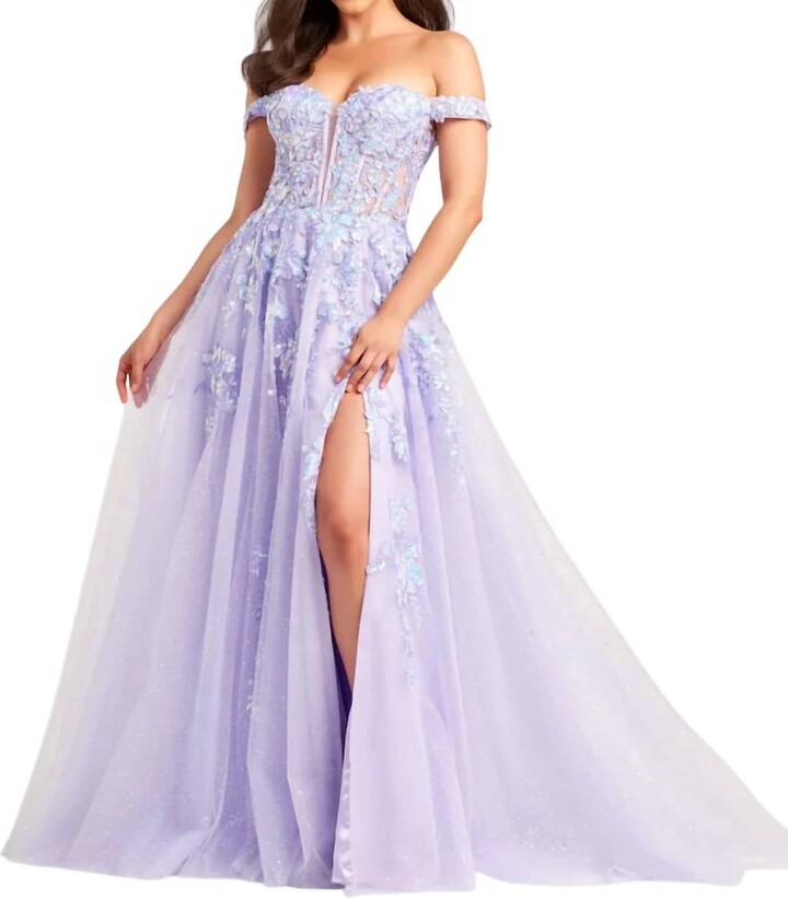 Ellie Wilde A-Line Dress With Glitter Tulle In Lilac