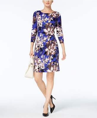 NY Collection Printed Ruched Sheath Dress