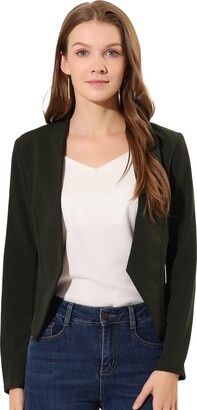 Allegra K Womens Collarless Work Office Business Casual Cropped Blazer 