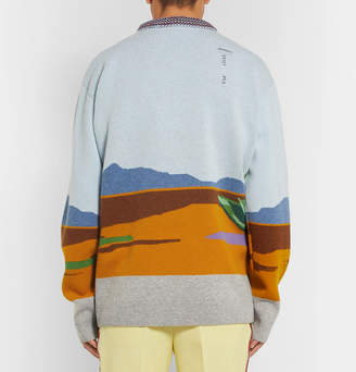 Calvin Klein Oversized Distressed Intarsia Wool Sweater