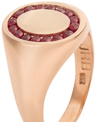 JESSICA BIALES Candy Ruby & 18kt Rose Gold Signet Ring - Red