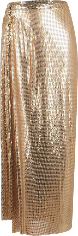 Rabanne Gathered-Detail Mesh Skirt