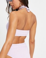 Thumbnail for your product : New Look textured bandeau bikini top in lilac