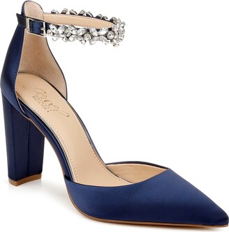 navy blue sequin heels