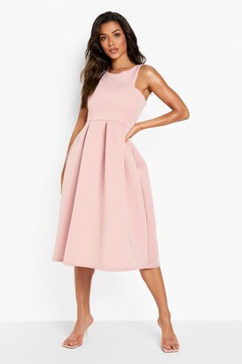 boohoo Scuba Cutaway Neckline Midi Bridesmaid Dress - ShopStyle