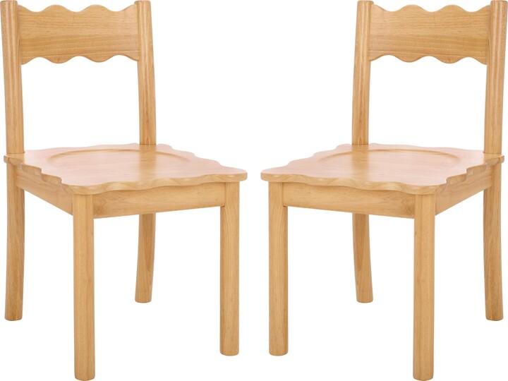Safavieh Home Collection – Nolly Natural Scallop Solid Wood Dining Chair Set of 2