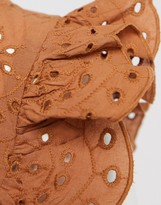 Thumbnail for your product : JDY mini broderie dress with ruffle trims in brown