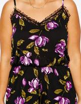 Thumbnail for your product : ASOS CURVE Exclusive Playsuit In Rose Print With Lace Trim