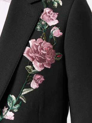 Alexander McQueen floral embroidered suit jacket