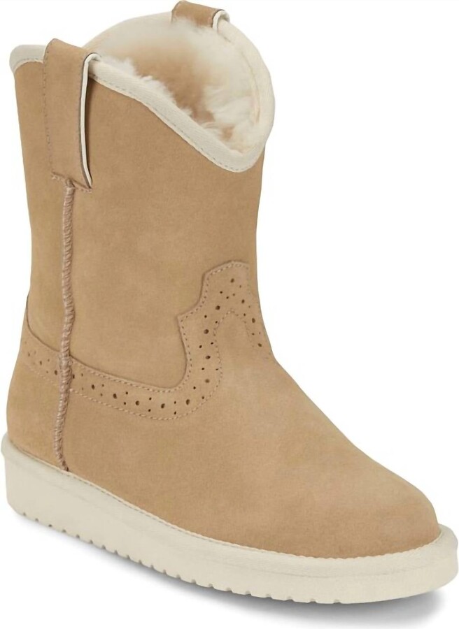 Justin Women's Heidi Suede Shearling Boots In Bone