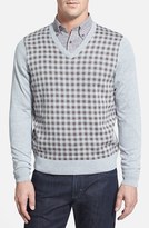 Thumbnail for your product : Thomas Dean Gingham Front V-Neck Sweater