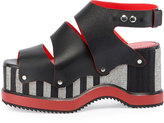Thumbnail for your product : Proenza Schouler Striped Platform Leather Sandal, Black