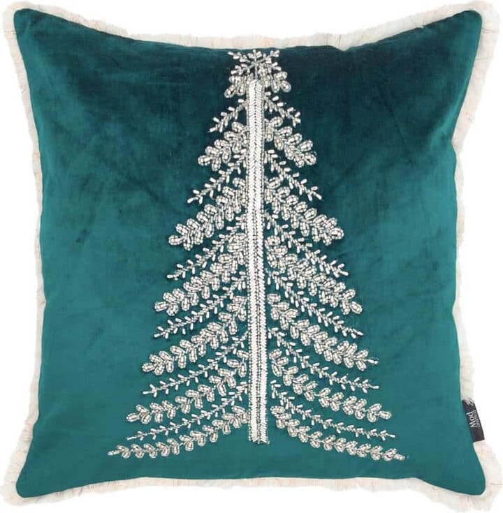 MOD LIFESTYLES 20 in. x 20 in. Christmas Tree Pillow, Green