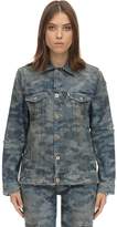 Thumbnail for your product : Filles a papa Distressed & Printed Cotton Denim Jacket