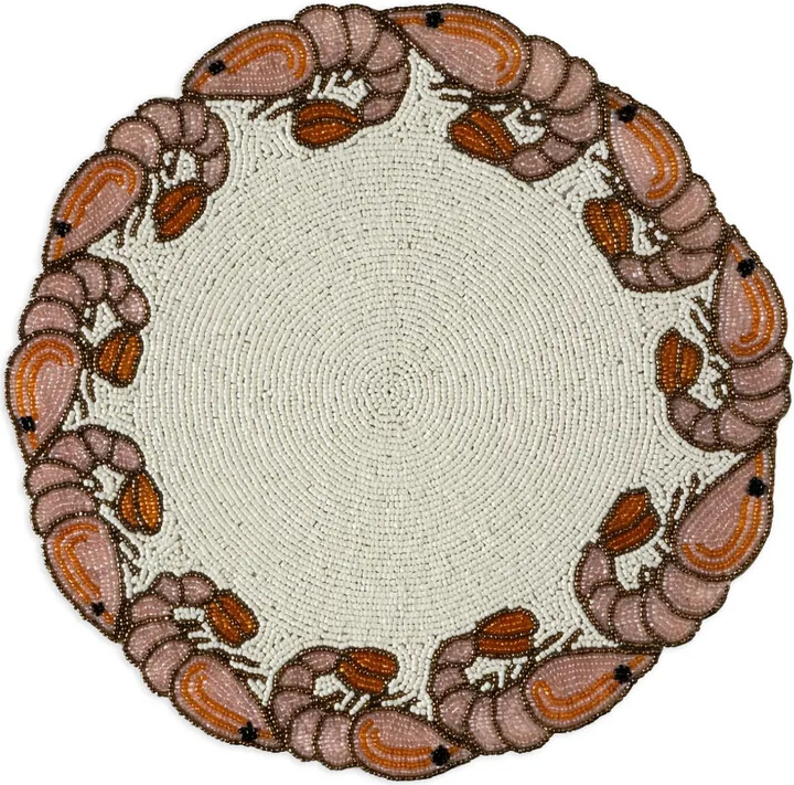 CU I SEEYOU Shrimp-Design Beaded Plate Mat (Set Of Two)