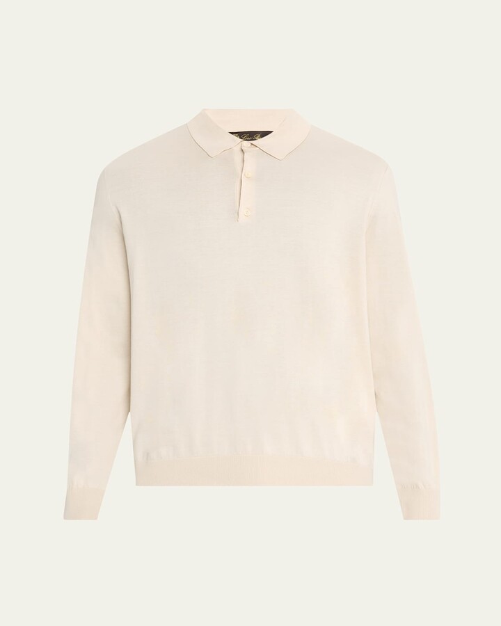 Loro Piana Men's Loro Island Cotton Giza Long-Sleeve Polo Shirt