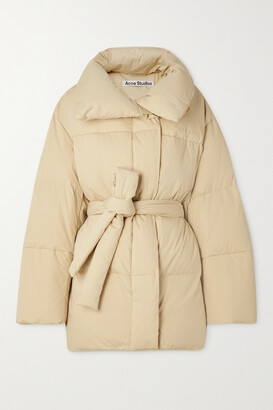 Acne Studios - Belted Quilted Cotton-blend Down Jacket - Neutrals