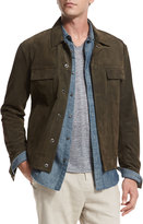 Thumbnail for your product : Vince Suede Trucker Jacket, Olive
