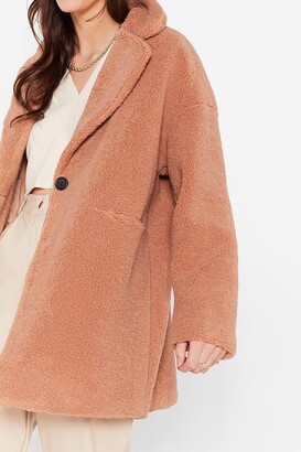 Nasty Gal Womens Long December Oversized Faux Fur Coat - Beige - XS