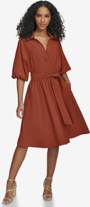 Calvin Klein Floral Cap Sleeve Cotton Shirtdress - ShopStyle