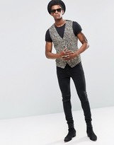 Thumbnail for your product : Religion Skinny Waistcoat In Leopard Print Rayon