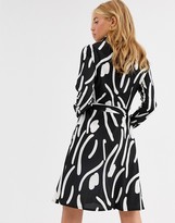Thumbnail for your product : Qed London tie waist shirt dress in black print