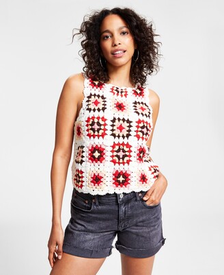 Lucky Brand Women's Cotton Granny Square Crochet Vest - ShopStyle