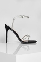Thumbnail for your product : boohoo Embellished Clear Strap Stiletto Heels