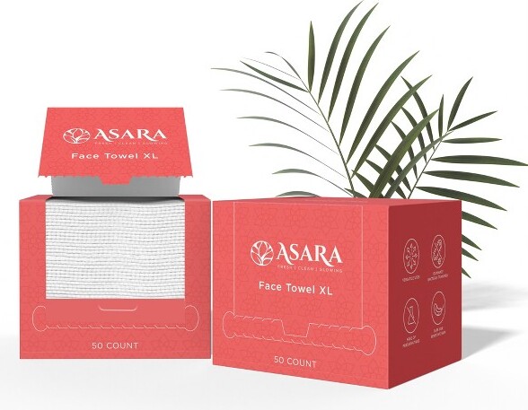 AsaraDisposableFaceTowelXLFacialWipes-OrganicVeganBiodegradableFaceTowels(100Count)
