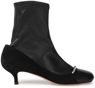 Valentino Garavani Embellished Suede-paneled Leather Ankle Boots