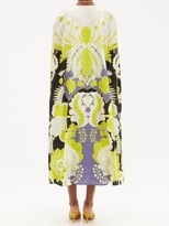 Thumbnail for your product : Valentino Arazzo-print Silk Midi Cape Dress - Green Print